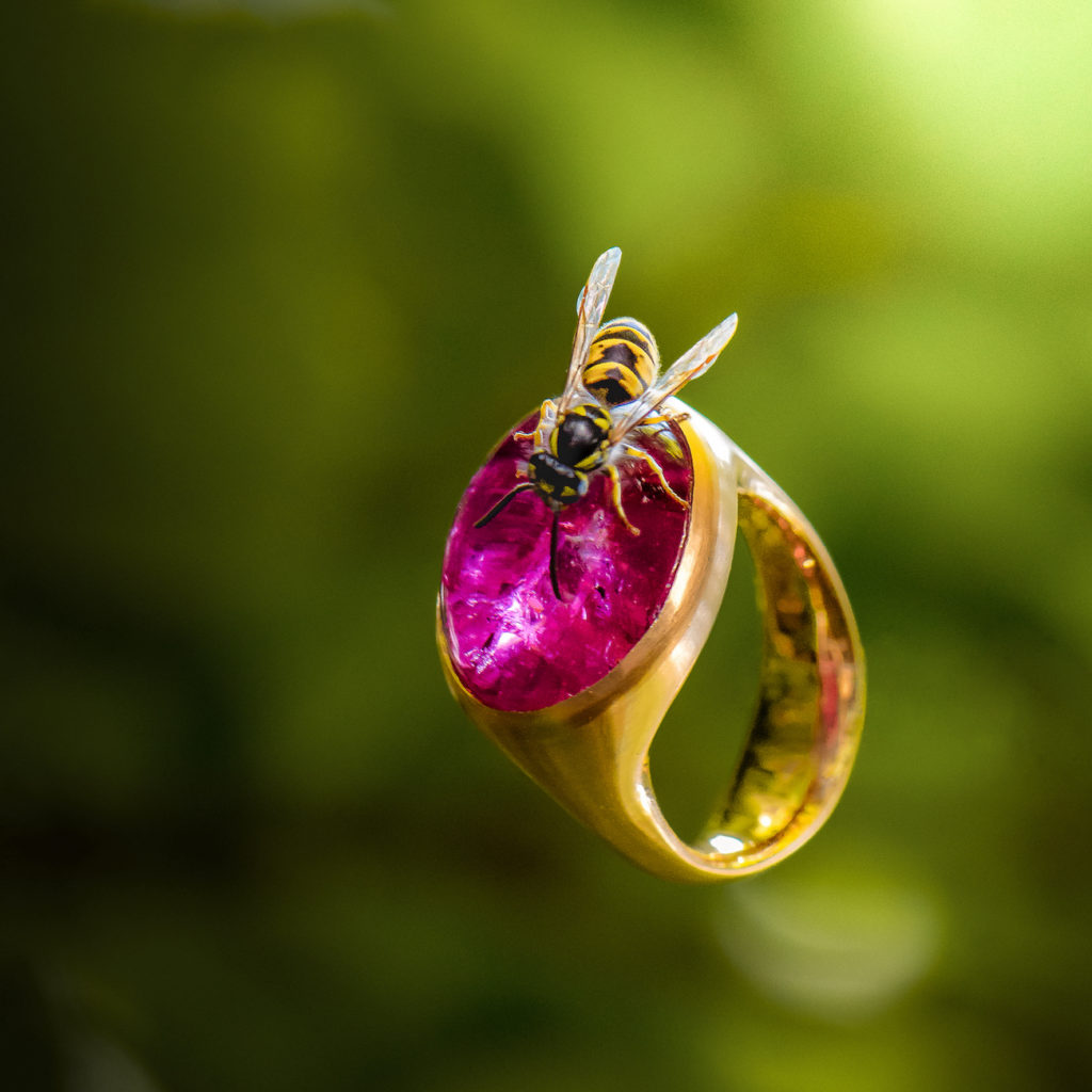Goldring rosa Stein Biene