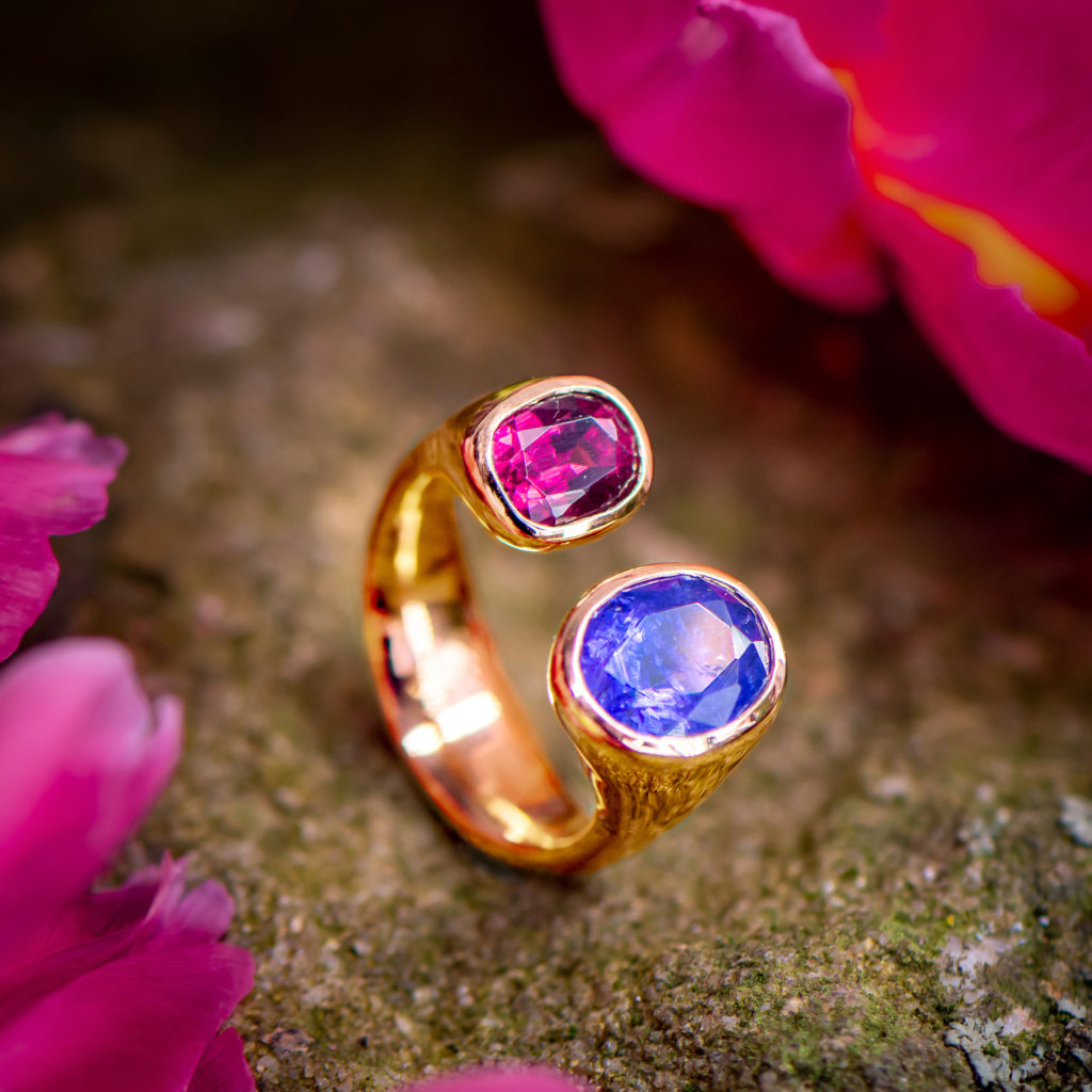 lila pink edelstein ring